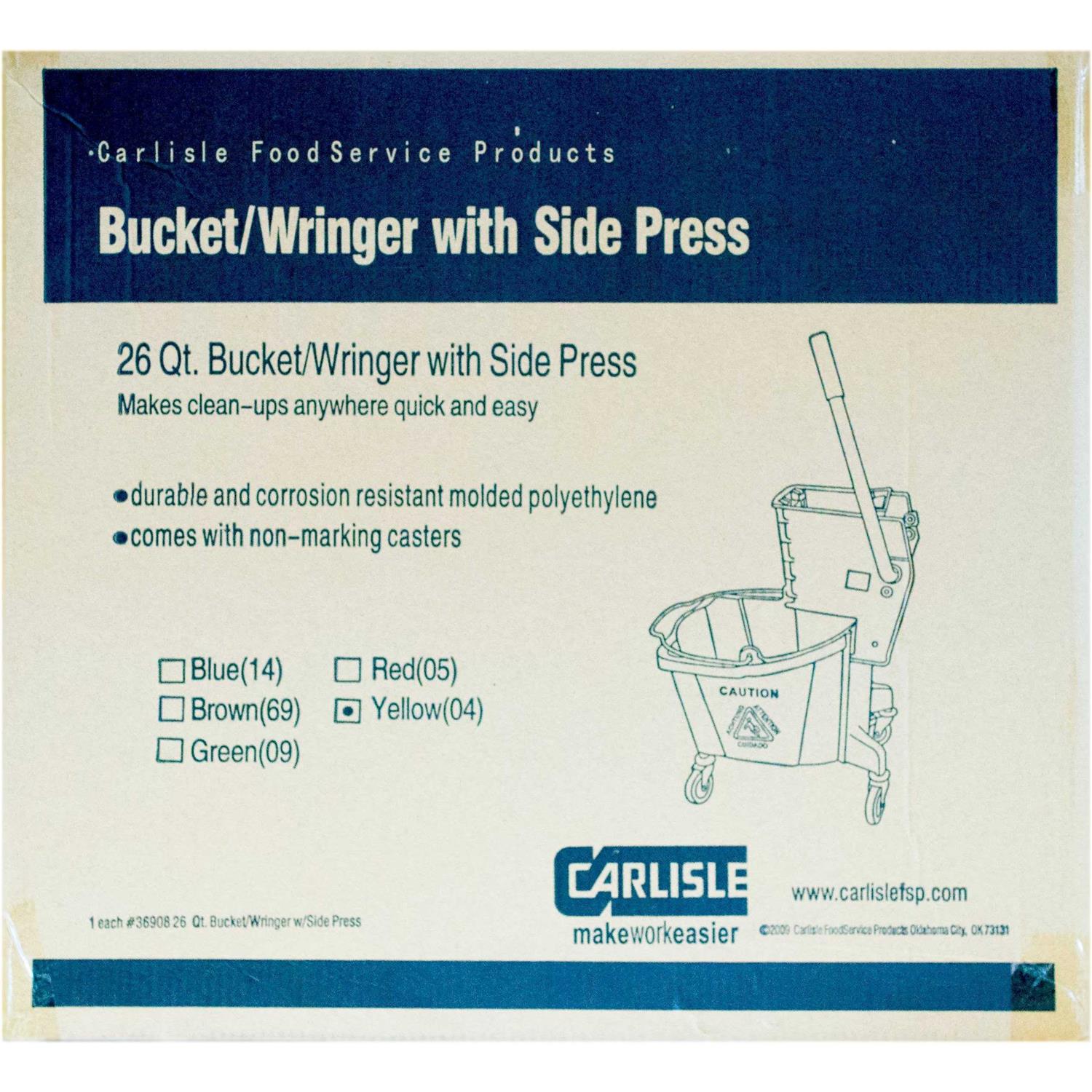 Carlisle 3690804 26-Quart Mop Bucket with Side Press Wringer - Image 3