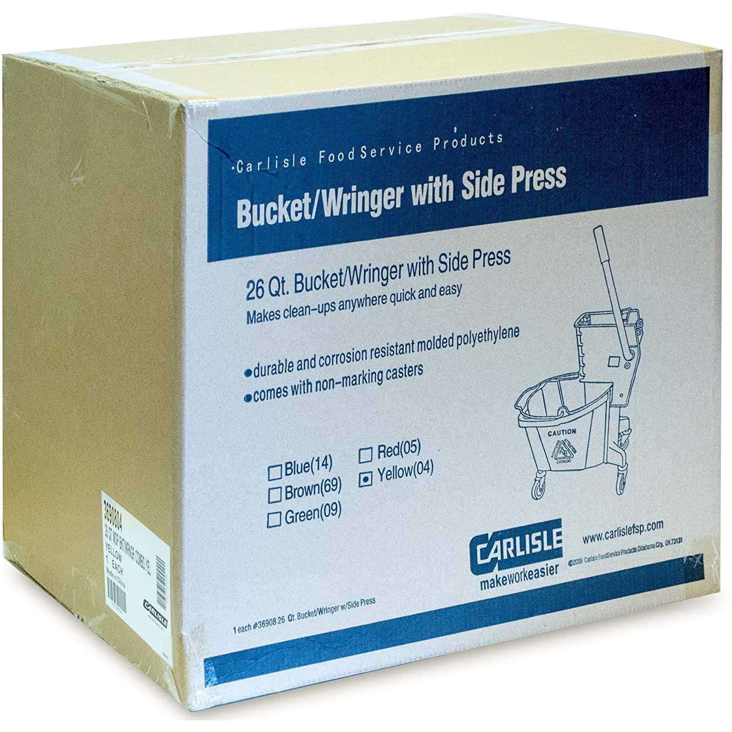 Carlisle 3690804 26-Quart Mop Bucket with Side Press Wringer - Image 4