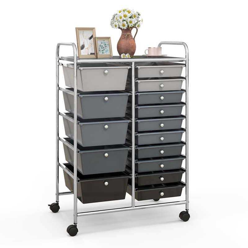 Costway 15 Drawer Rolling Organizer Cart Storage Tools Scrapbook Paper - Image 3