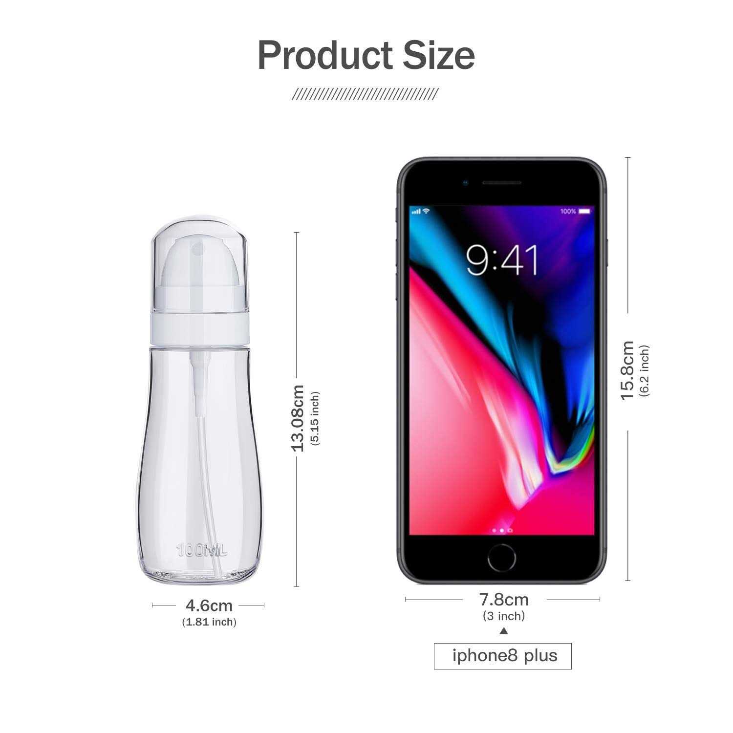 Small Spray Bottle with Fine Mist, 2 Pack 3.4oz/100ml Travel Spray Bottles for Hair and Face - Image 4