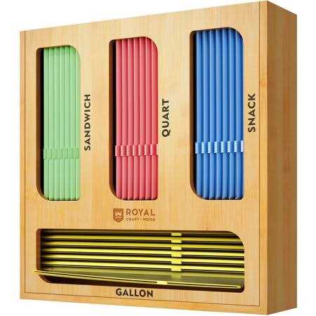 Bamboo Ziplock Bag Storage Organizer for Kitchen Drawer & Wall Mount 4 in 1 - Image 5