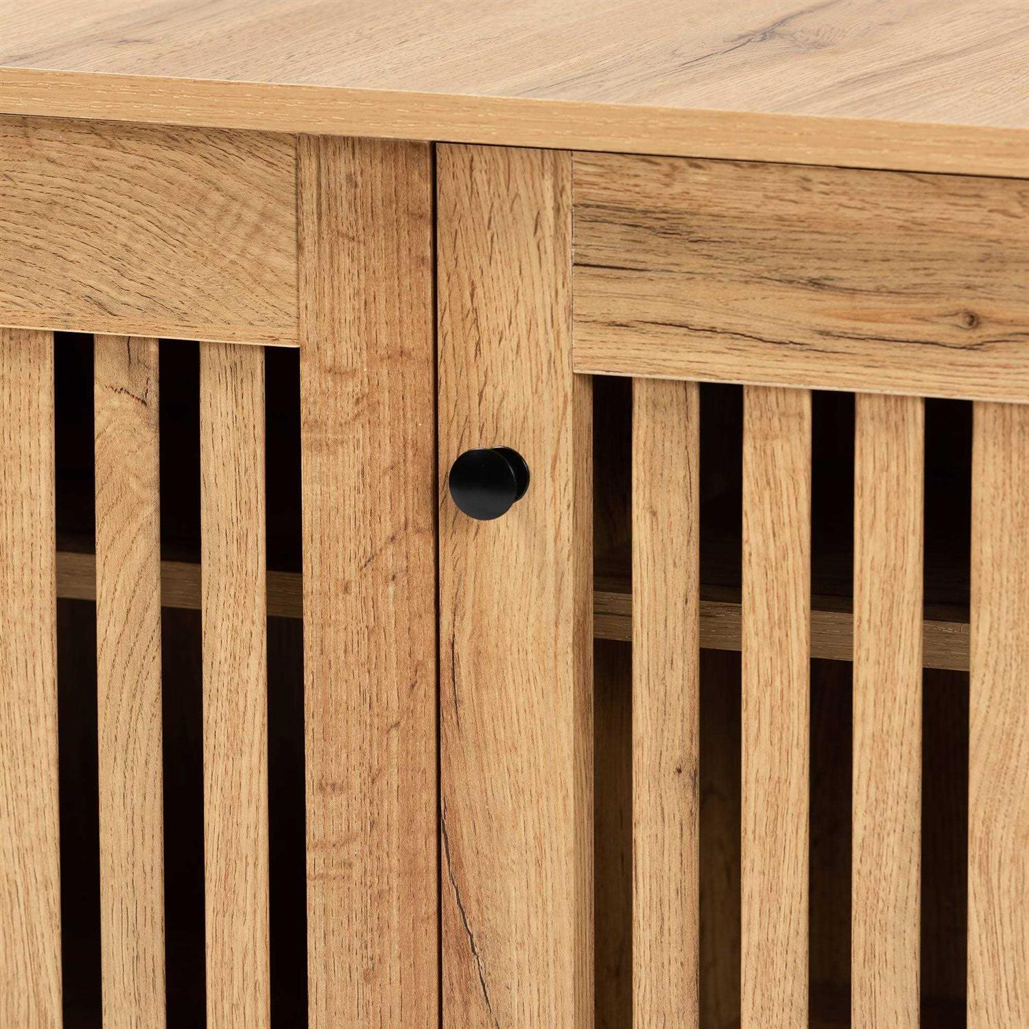 Baxton Studio Fernanda Oak Brown Finished Wood 3-Door Shoe Cabinet - Image 5