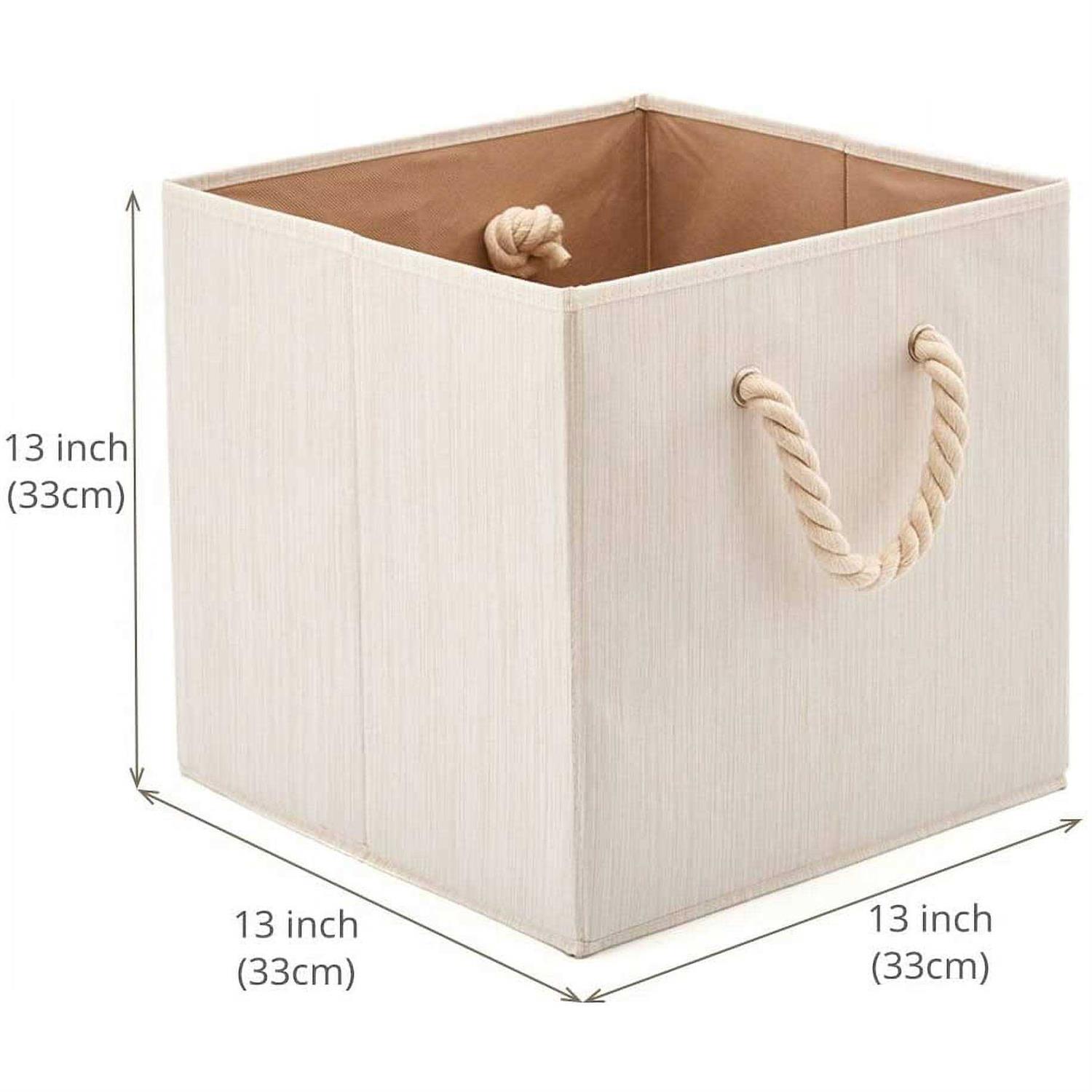 EZOWare Set of 4 Fabric Bamboo Fabric Storage Basket Bins with Cotton Rope Handle - Image 5