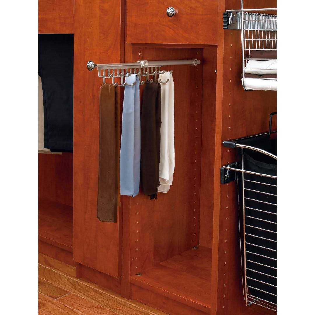 Rev-A-Shelf 12 Pull Out Tie/Scarf Closet Organizer Rack Satin Nickle - Image 4