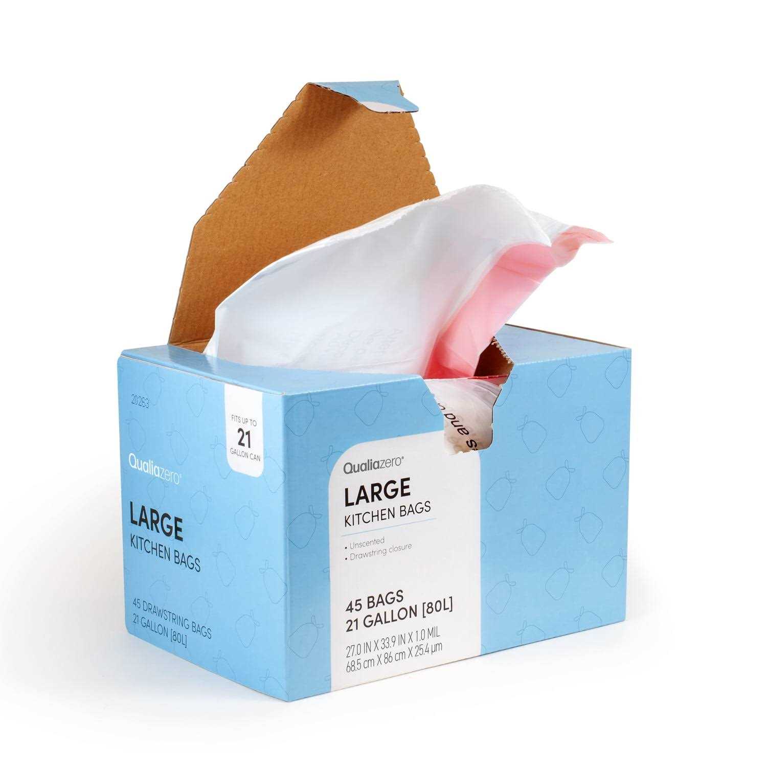 Qualia 21 Gal./80L Drawstring Closure Trash Bags Liners - Image 3