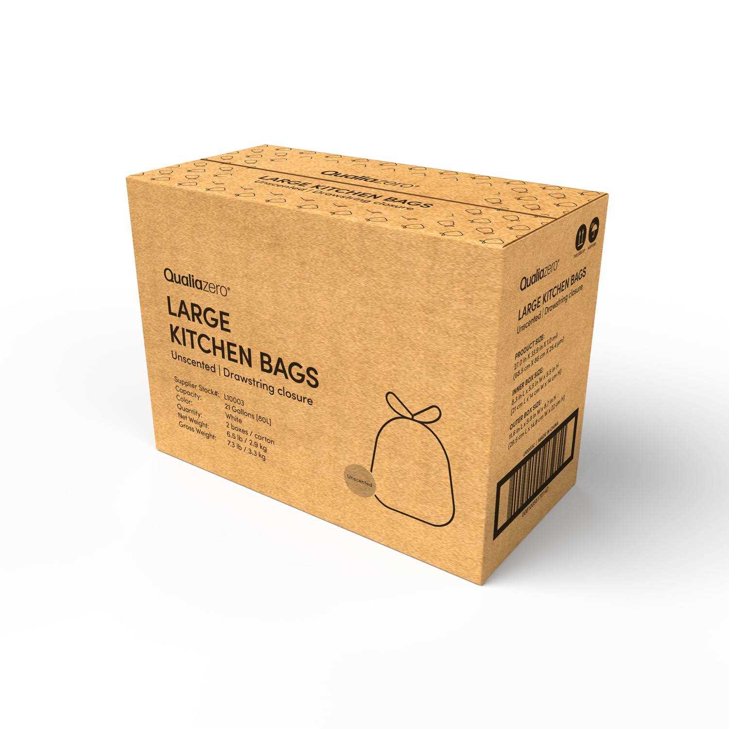 Qualia 21 Gal./80L Drawstring Closure Trash Bags Liners - Image 5