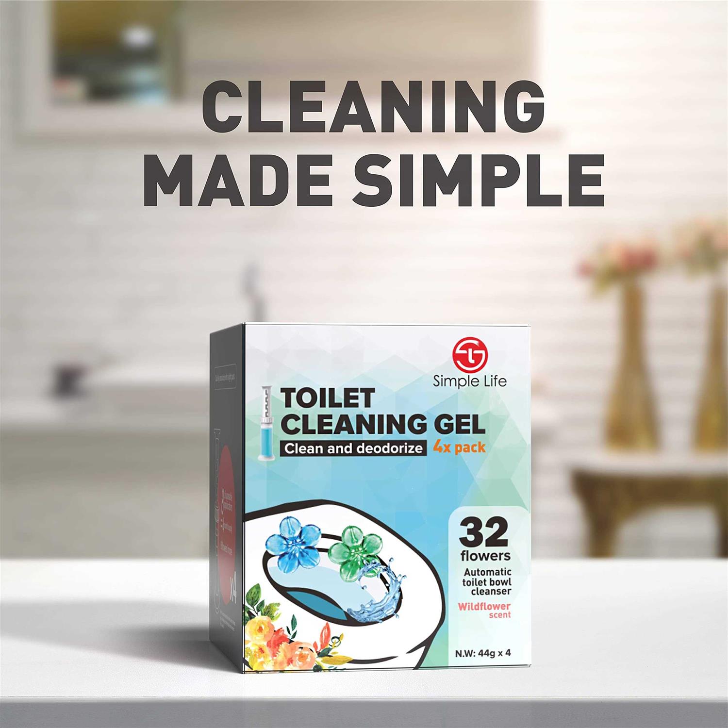 Simple Life Toilet Bowl Cleaner, Fresh Flower Gel Stamp, Stops Limescale and Stains with Air Freshening Scent - Image 4