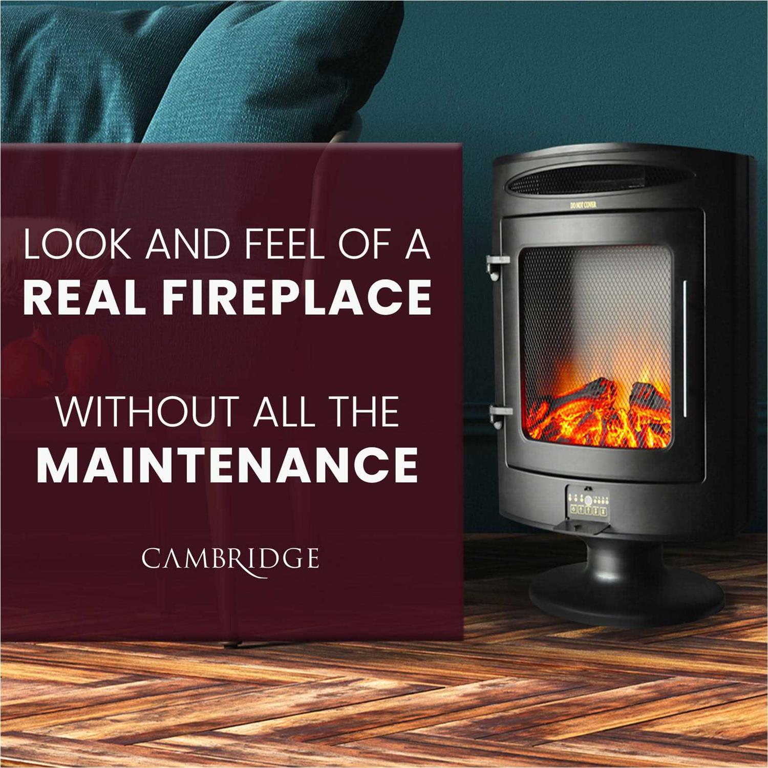 Cambridge Freestanding Electric Fireplace with Log Display CAM20FSEF-1BLK - Image 3