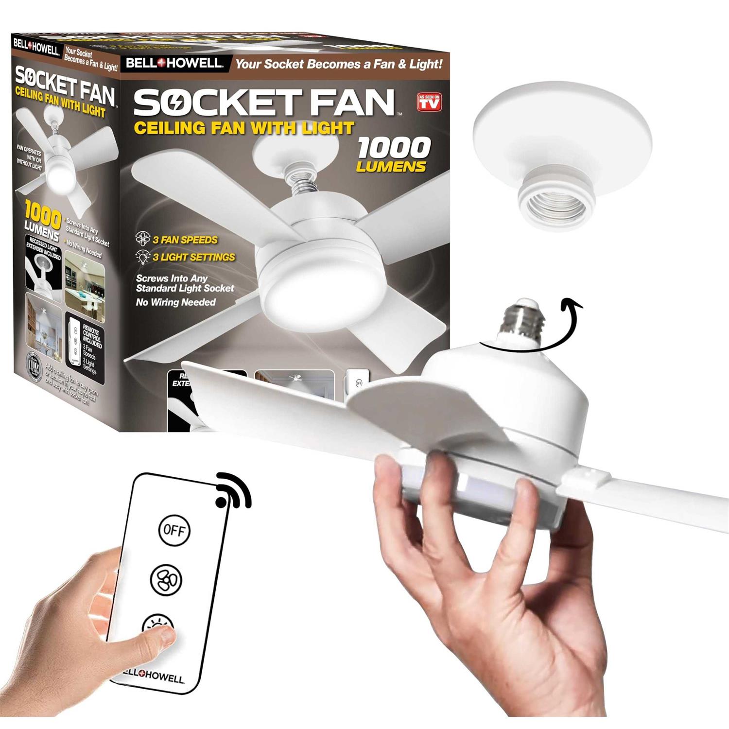 Bell + Howell Socket Fan Ceiling with Warm Light - Image 4