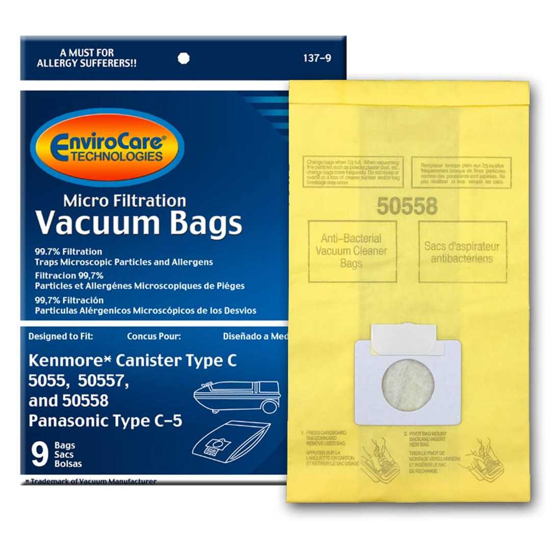 Envirocare Replacement Vacuum Bags made to fit Kenmore Canister Type C or Q 50555, 50558, 50557 and Panasonic Type C-5 Vacuums