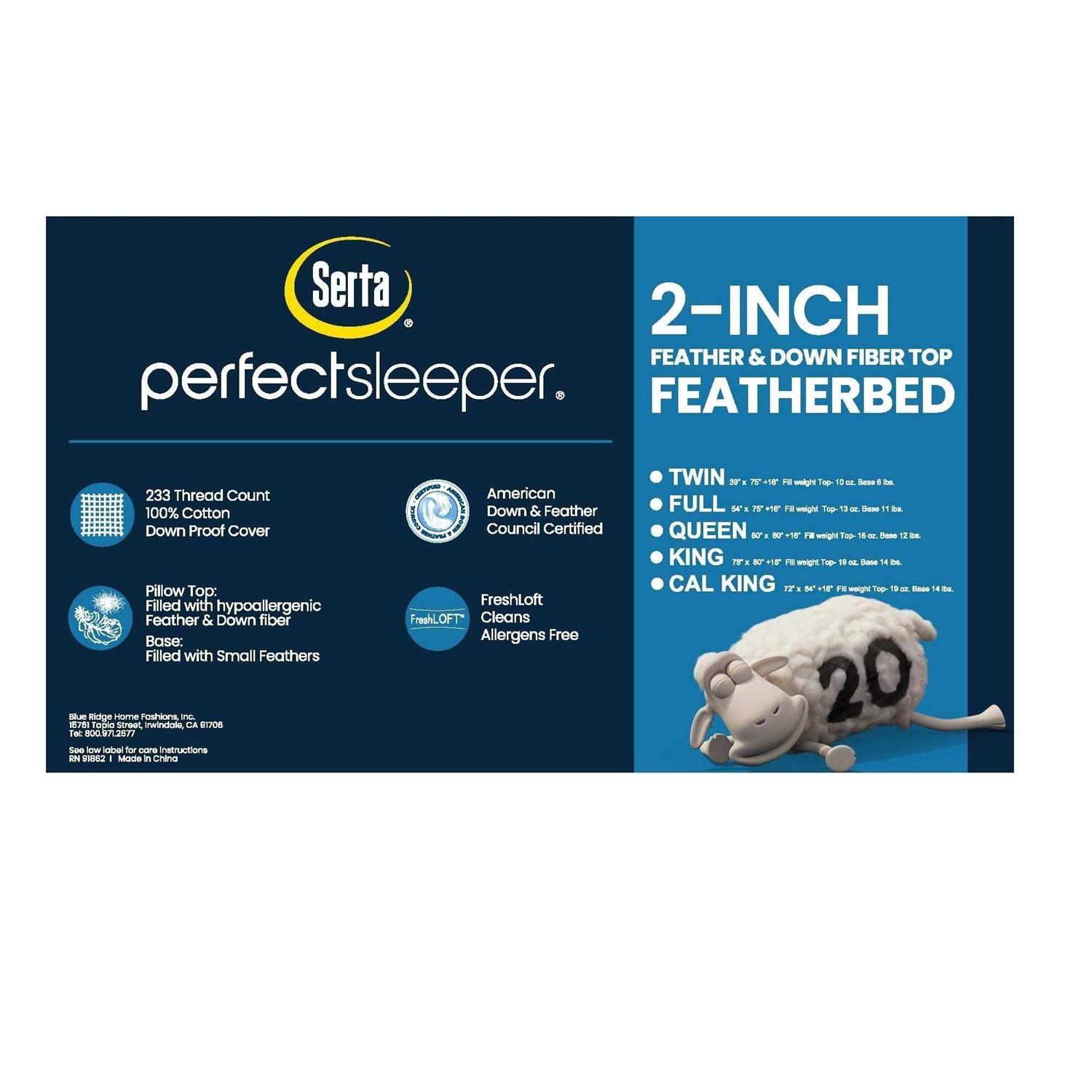 Serta 2-Inch Feather And Down Fiber Top Featherbed - Image 3