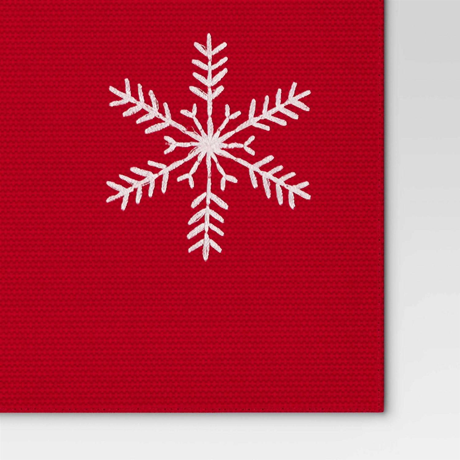 Threshold 72x14 Snowflake Table Runner Red - Image 3