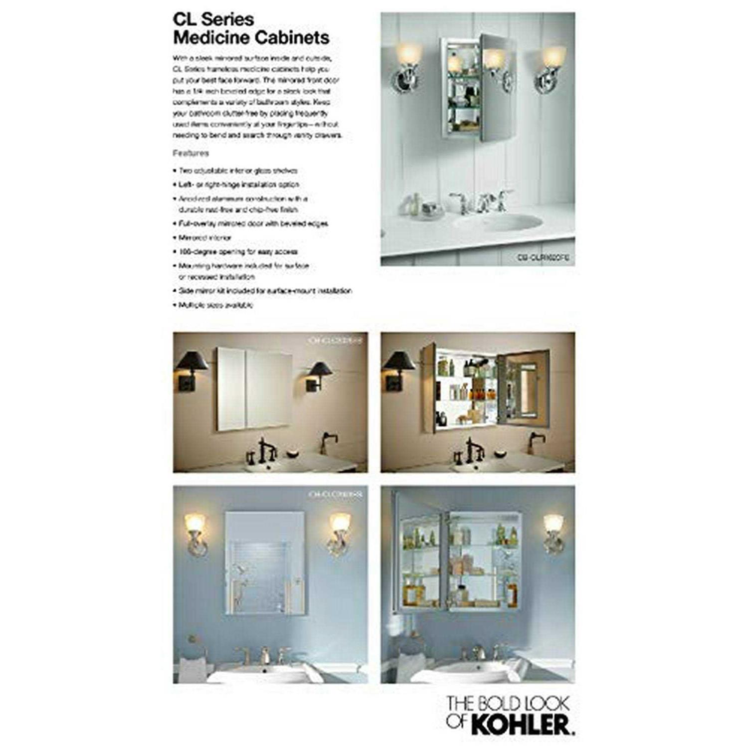 Kohler 20 x 26 Single door Aluminum Medicine Cabinet K-CB-CLC2026FS - Image 3