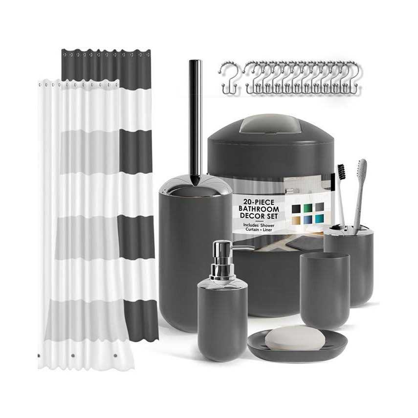 Clara Clark 9 Piece Complete Bathroom Accessories Kit with Shower Curtain Set - Image 3