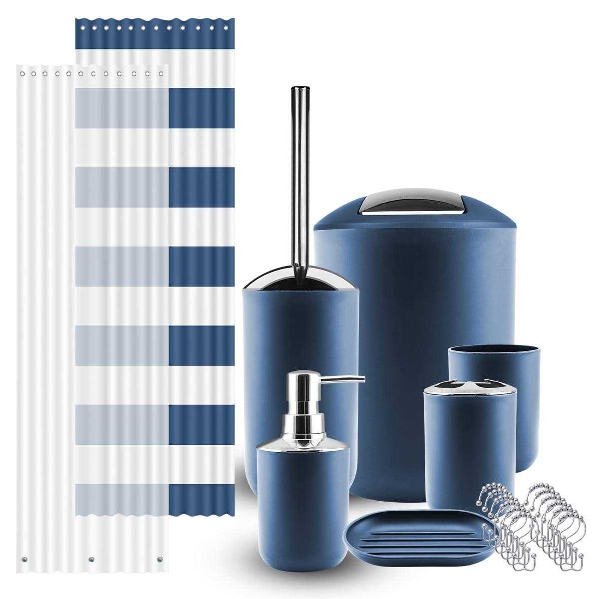 Clara Clark 9 Piece Complete Bathroom Accessories Kit with Shower Curtain Set - Image 5