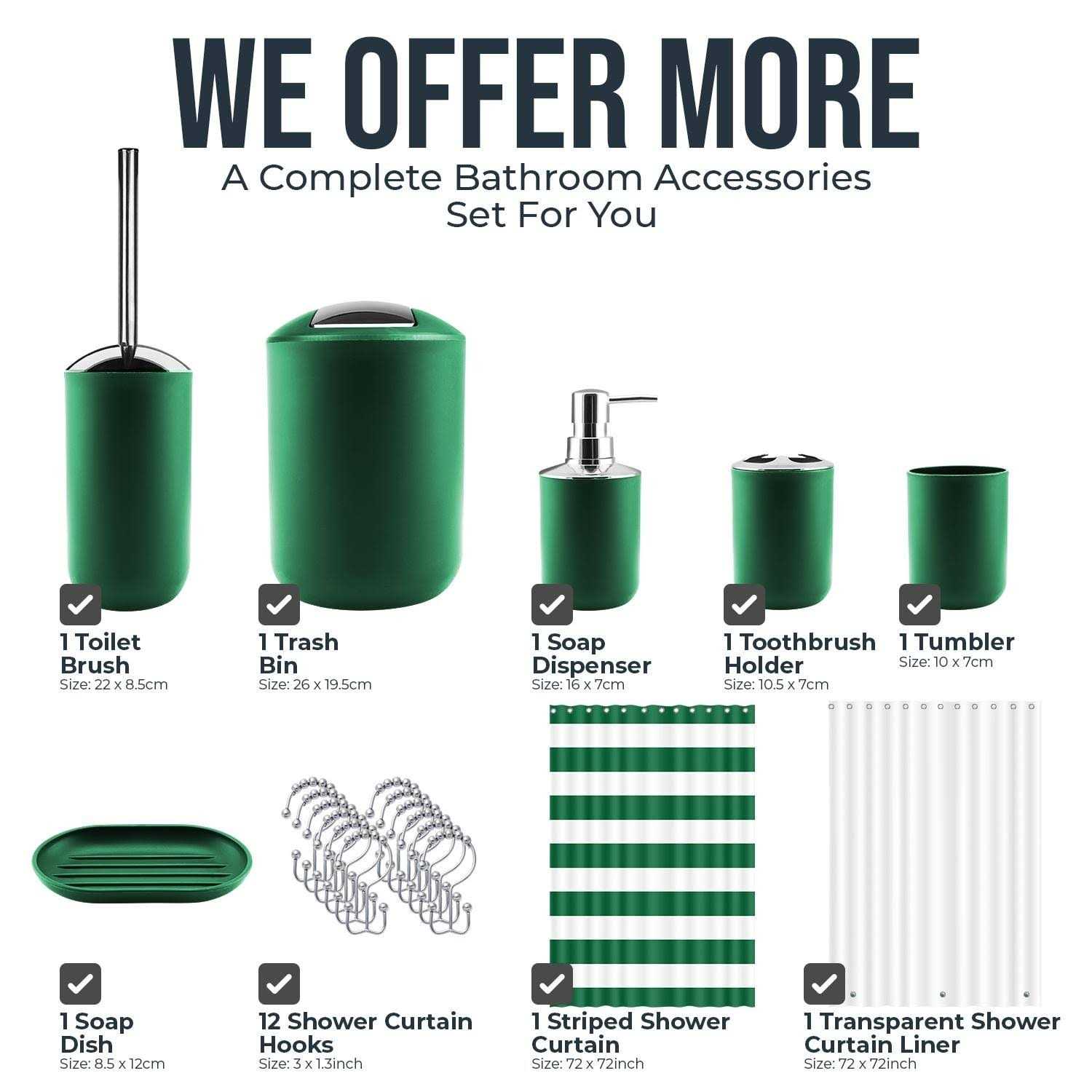 Clara Clark 9 Piece Complete Bathroom Accessories Kit with Shower Curtain Set - Image 4