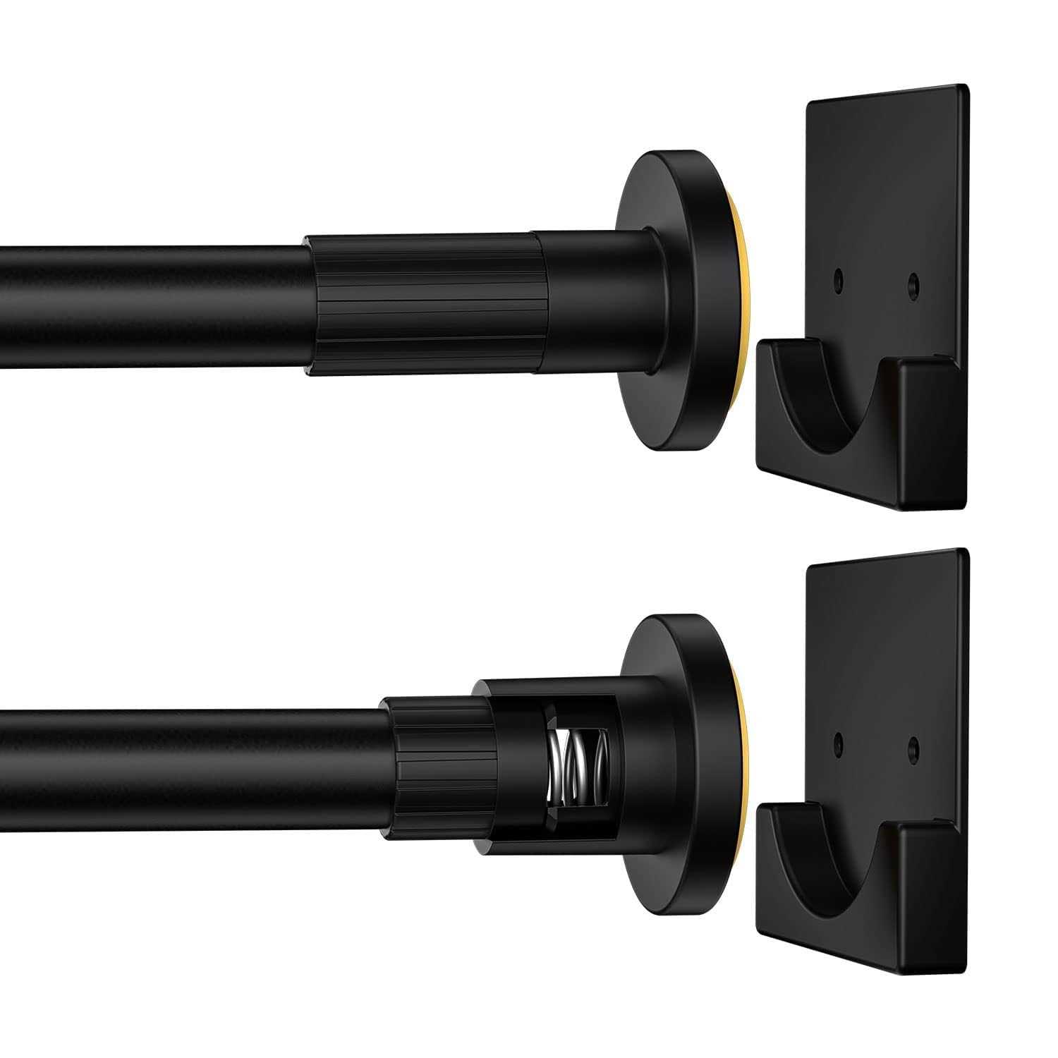 CorkLatta Matte Black Shower Curtain Rod,1 Inch Diameter Stainless Steel Adjustable Spring Tension Rods 32 to 80,With Holders,Anti-Slip,No Drilling - Image 3