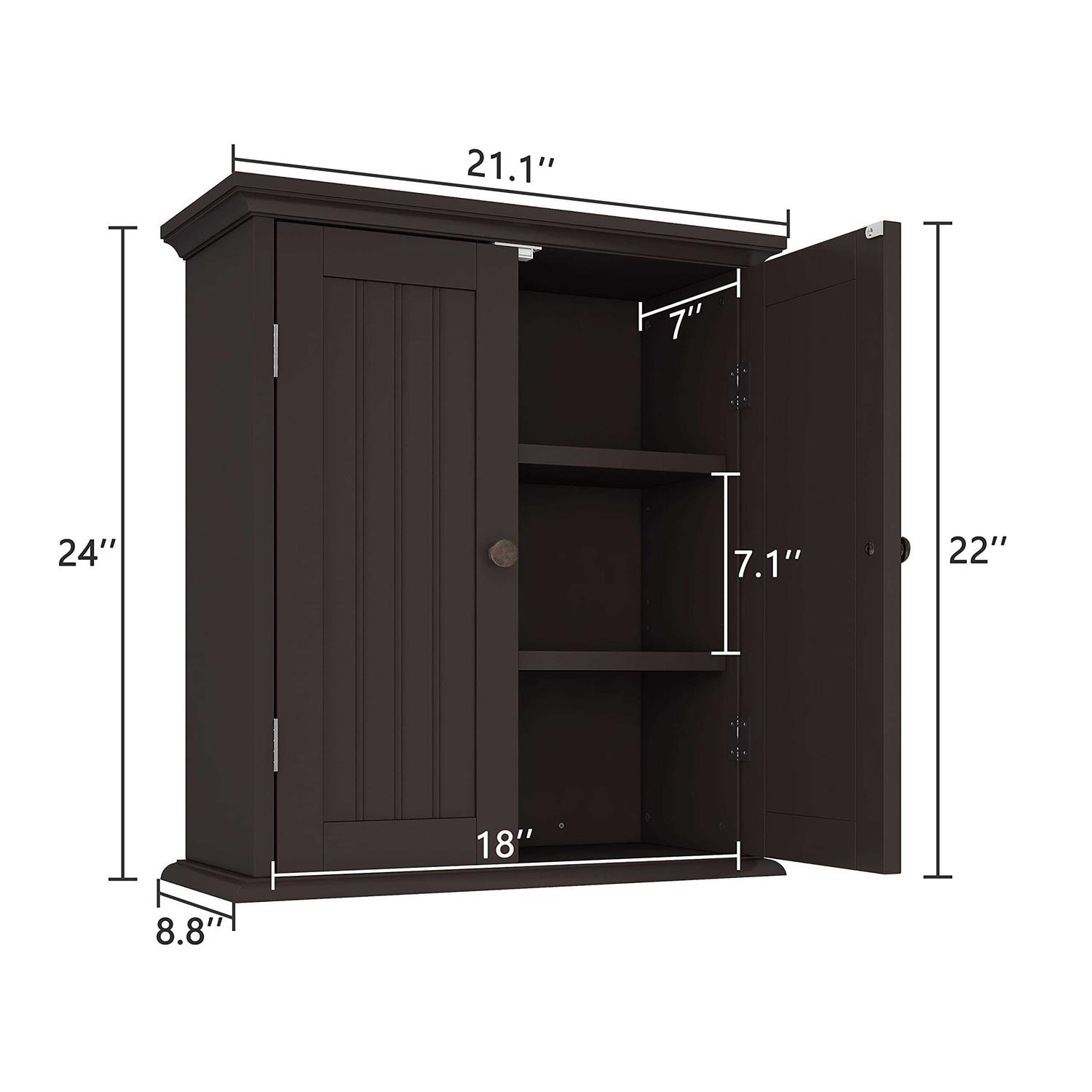Choochoo Bathroom Wall Cabinet, Over The Toilet Space Saver Storage Cabinet, Medicine Cabinet with 2 Door and Adjustable Shelves - Image 3