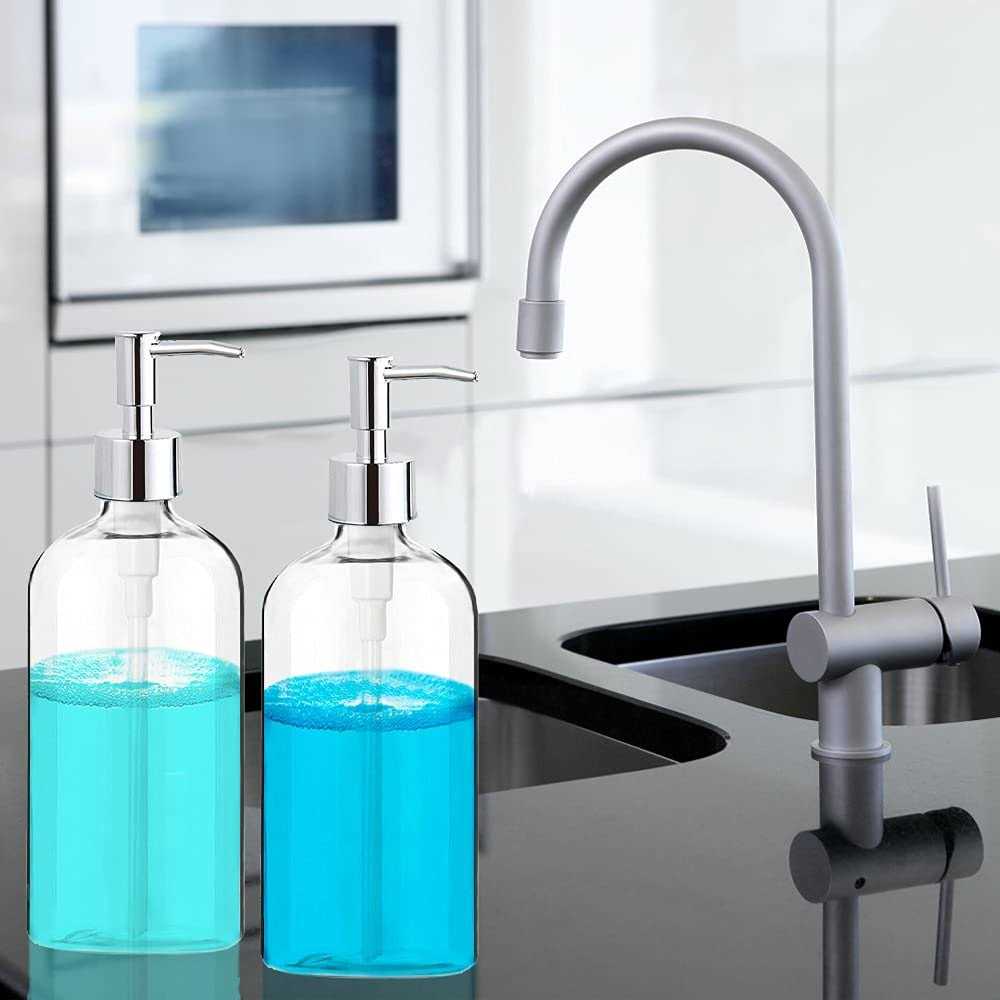 Clear Soap Dispenser With Rust Proof Pump Waterproof Labels - Image 3