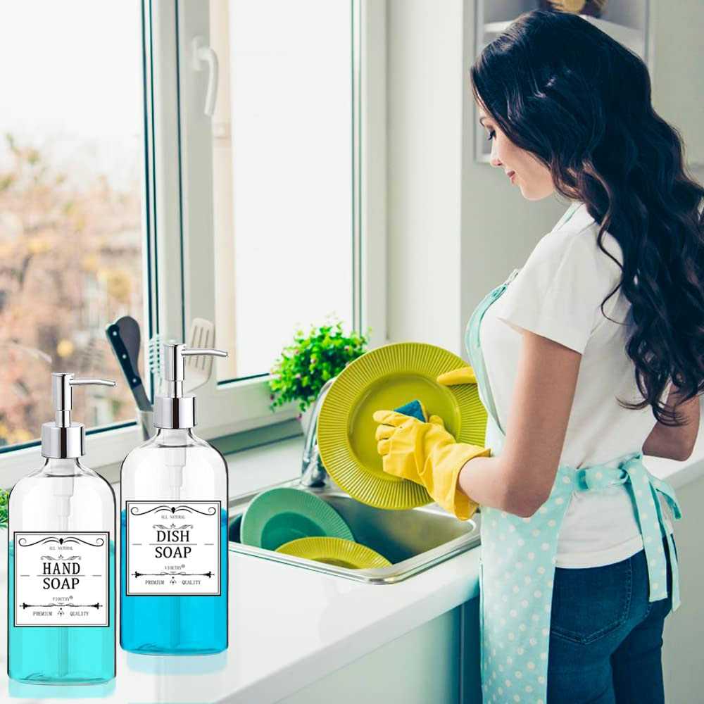 Clear Soap Dispenser With Rust Proof Pump Waterproof Labels - Image 4