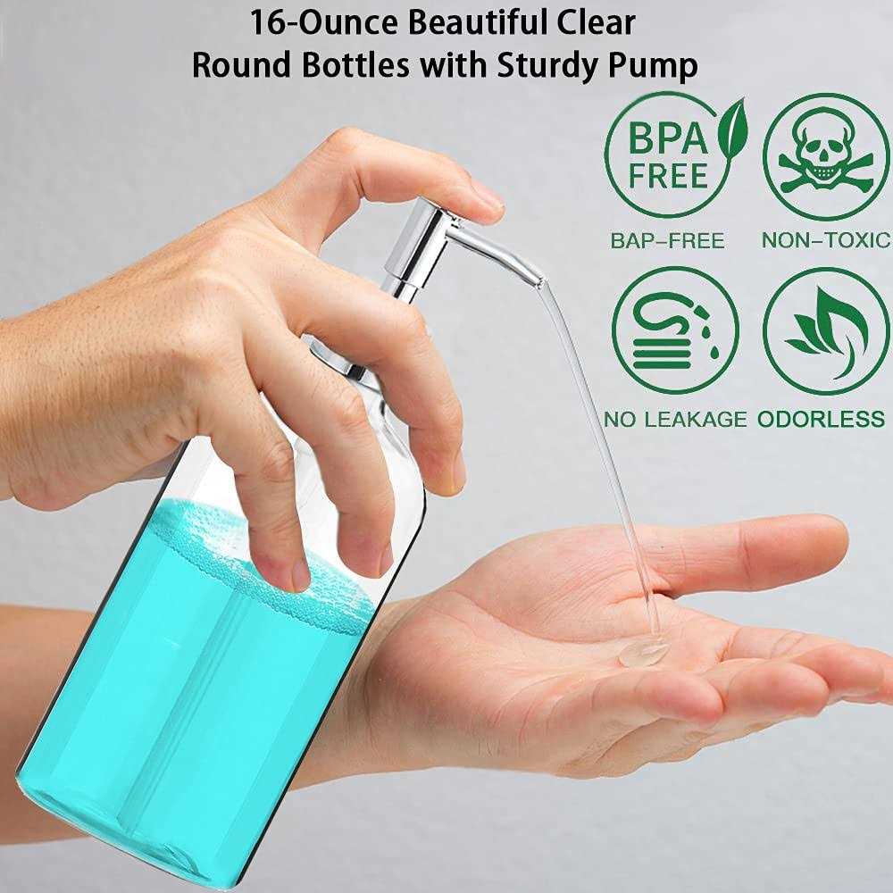 Clear Soap Dispenser With Rust Proof Pump Waterproof Labels - Image 5
