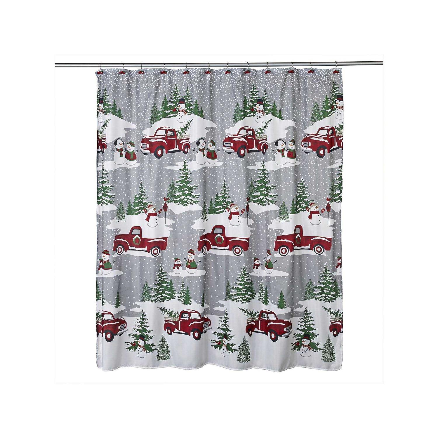 SKL Home Snowy Truck Shower Curtain and Hook Set - Image 5