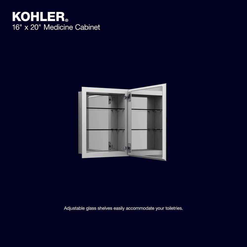 Kohler Flat Edge 16 in. x 20 in. Recessed Soft Close Medicine Cabinet with Mirror - Image 4