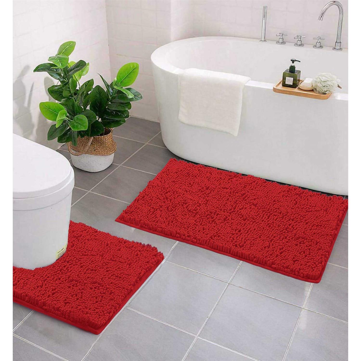 LuxUrux Bath Mat Extra-Soft Plush Bath Shower Bathroom Rug,1'' Chenille Microfiber Material - Image 5
