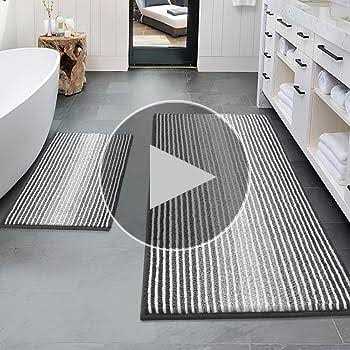 Bsicpro Bathroom Rugs and Mats Sets 2 Piece Thick Absorbent Chenille Bath Mat Rug Set Non Slip - Image 3