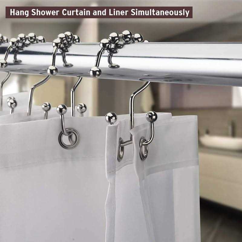 Dadymart Shower Curtain Hooks Rust Resistant Shower Curtain Rings Metal Double Glide Rollers Shower Hooks for Bathroom Shower Curtain Rods Curtains - Image 3
