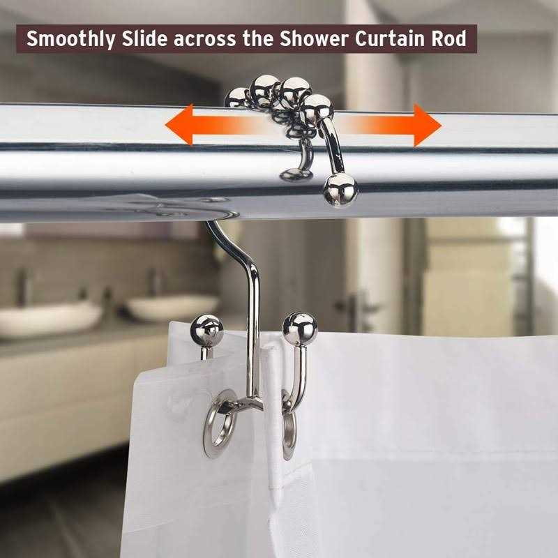 Dadymart Shower Curtain Hooks Rust Resistant Shower Curtain Rings Metal Double Glide Rollers Shower Hooks for Bathroom Shower Curtain Rods Curtains - Image 5