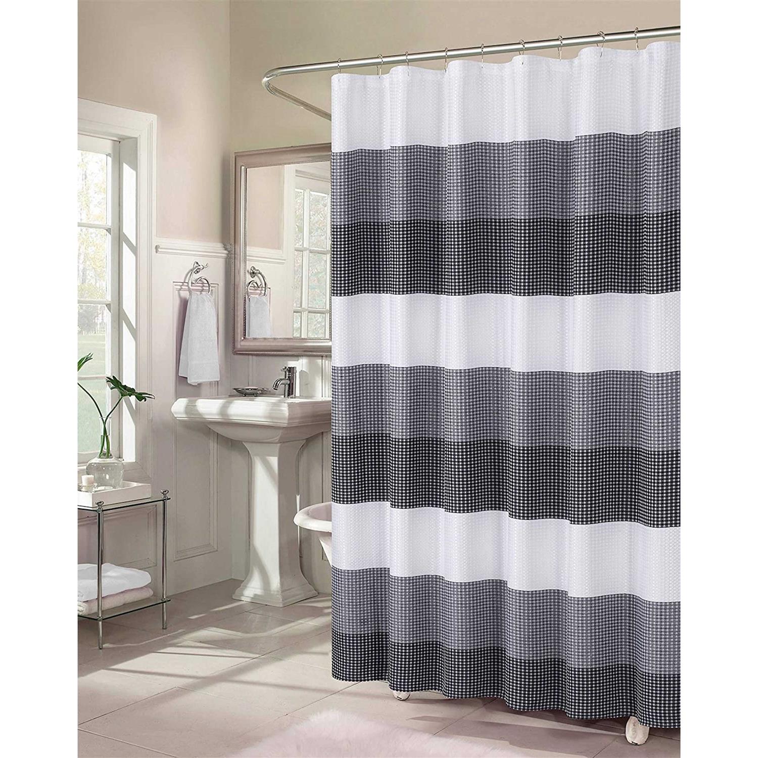 Dainty Home Ombre Waffle Weave Fabric Shower Curtain - Image 4