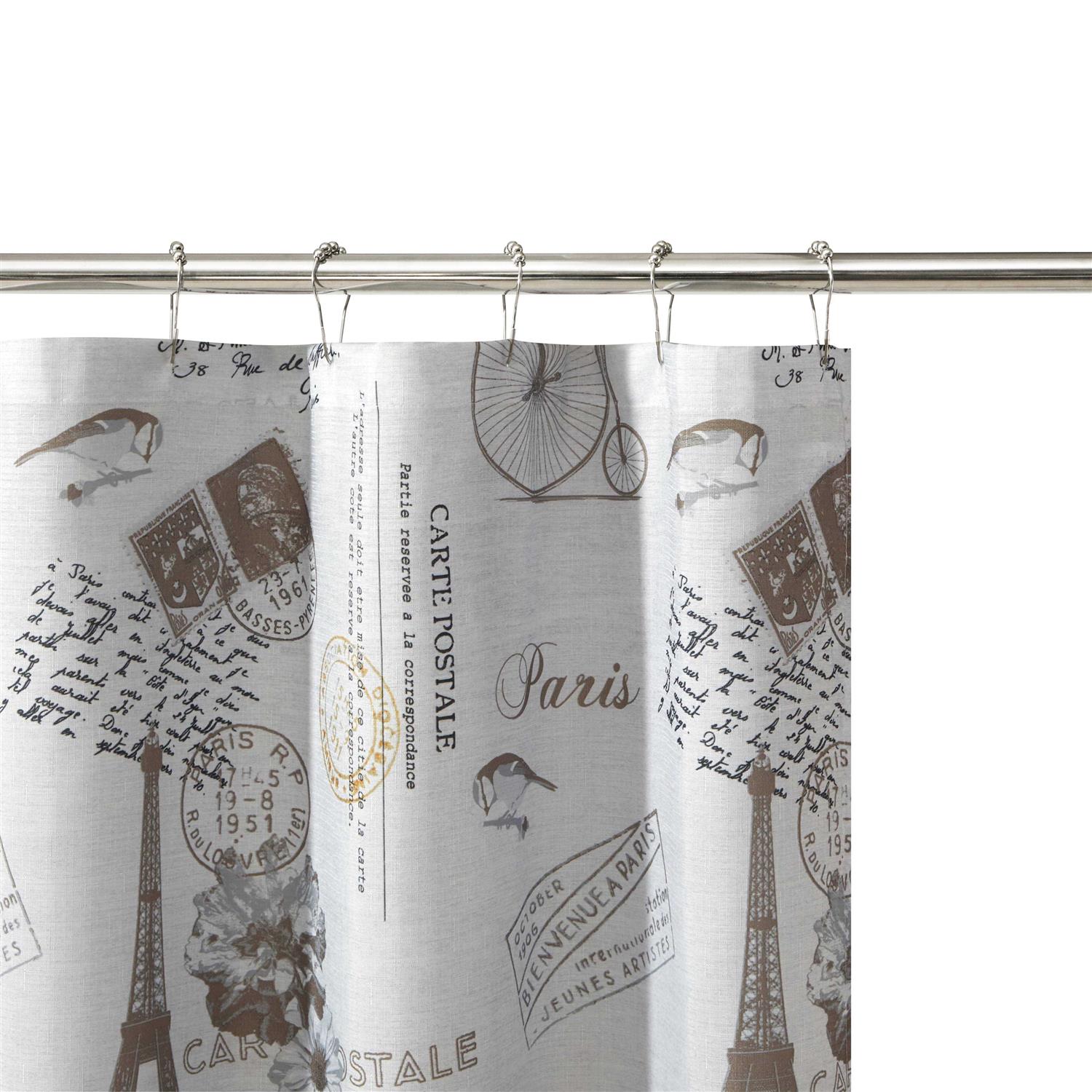 Mainstays Contemporary Gray Paris Geometric Polyester Shower Curtain Set - Image 3