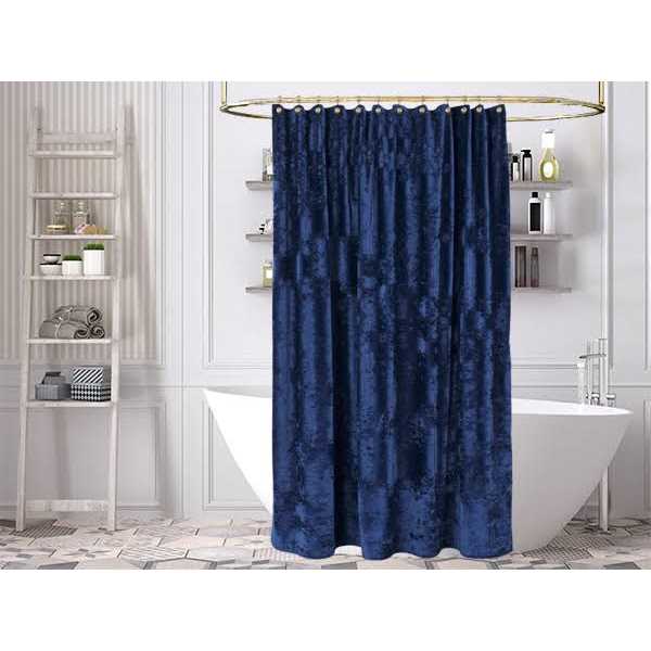 TAMGHO Crushed Velvet Shower Curtain Shower Curtain for Bathroom Shower Curtain Gold Hooks - Image 3