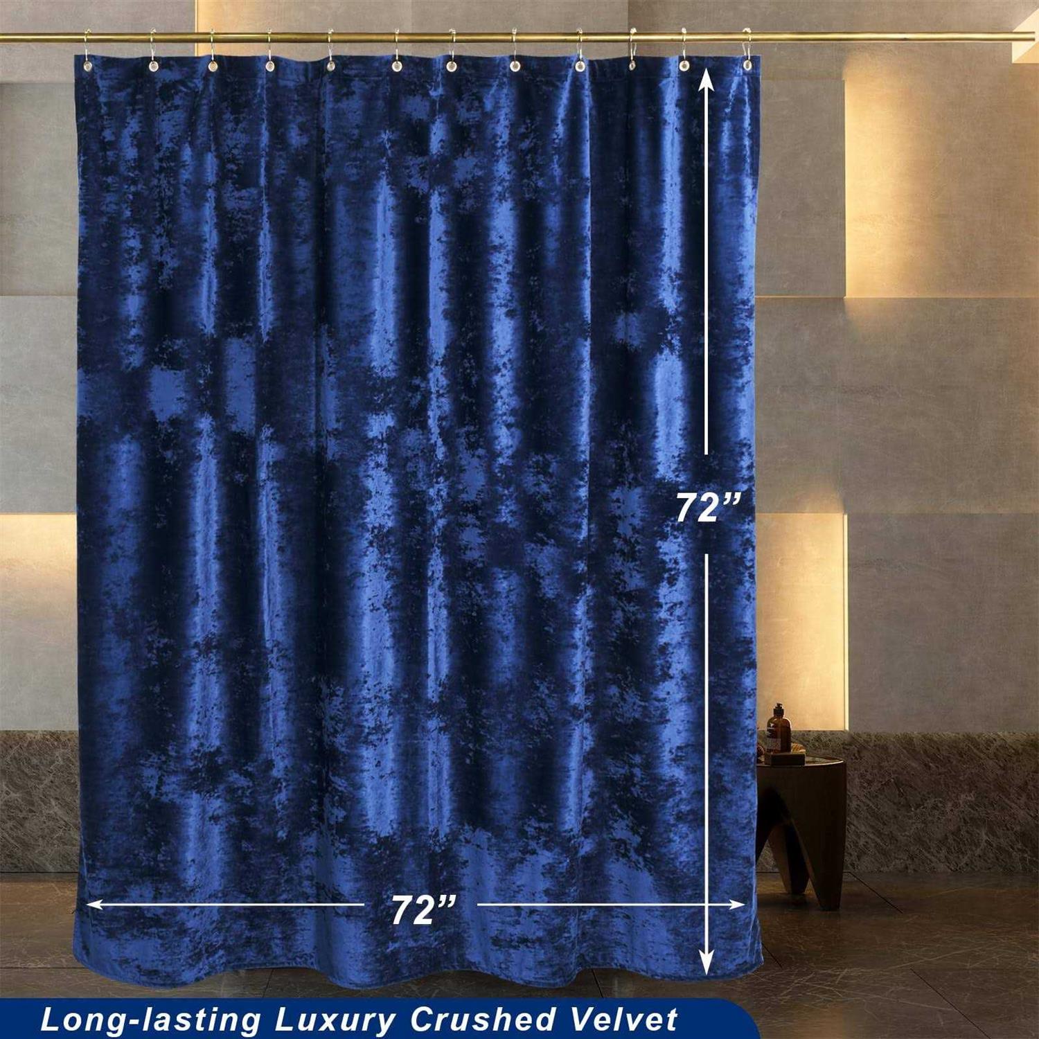 TAMGHO Crushed Velvet Shower Curtain Shower Curtain for Bathroom Shower Curtain Gold Hooks - Image 5