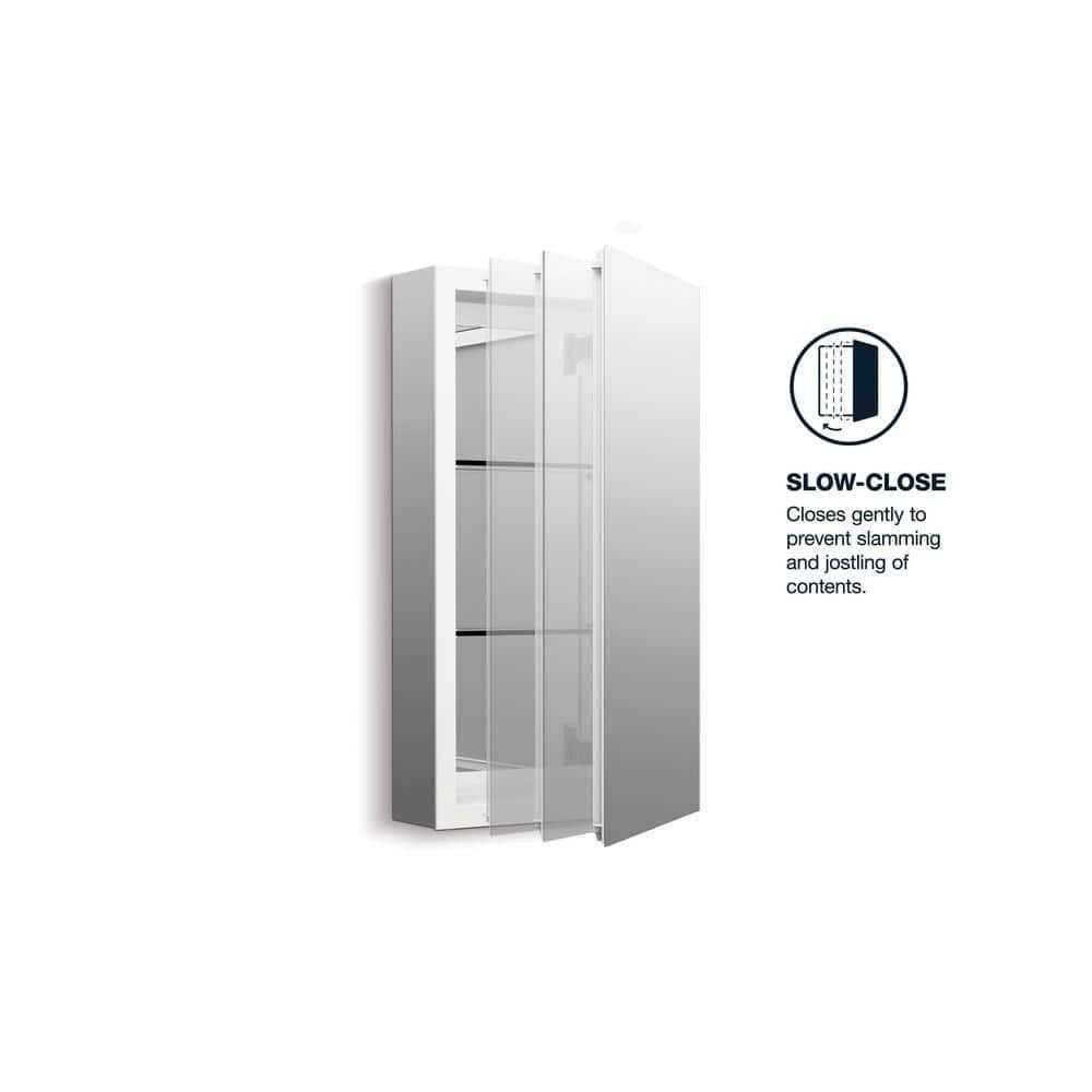 KOHLER 15 in. x 26 in. Aluminum Recessed or Surface Mount Soft Close Medicine Cabinet with Mirror in White Powder-Coat - Image 3