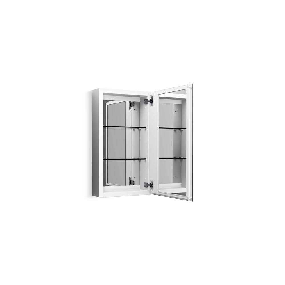 KOHLER 15 in. x 26 in. Aluminum Recessed or Surface Mount Soft Close Medicine Cabinet with Mirror in White Powder-Coat - Image 5