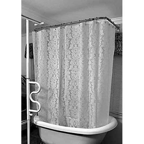 D&m Clawfoot Tub Shower Curtain Floral Damask Liner All Around Extra Wide 180x70 - Image 3