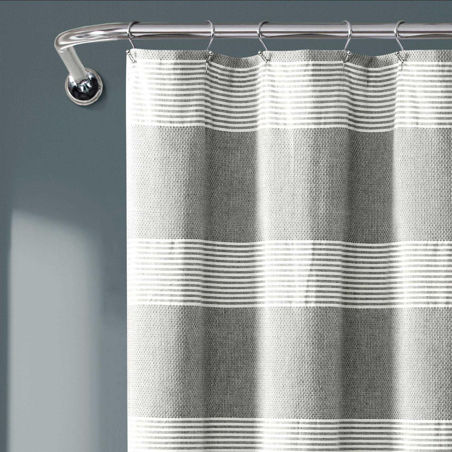 Lush Decor Tucker Stripe Yarn Dyed Cotton Knotted Tassel Shower Curtain - Image 3