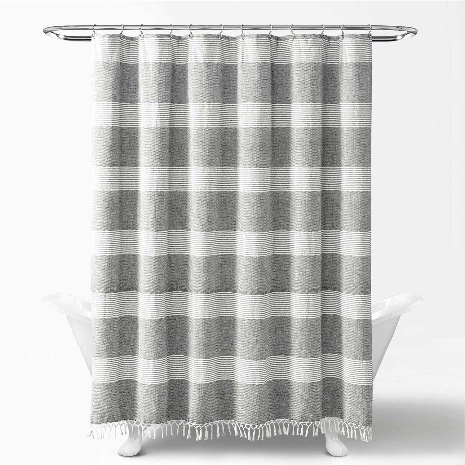 Lush Decor Tucker Stripe Yarn Dyed Cotton Knotted Tassel Shower Curtain - Image 4