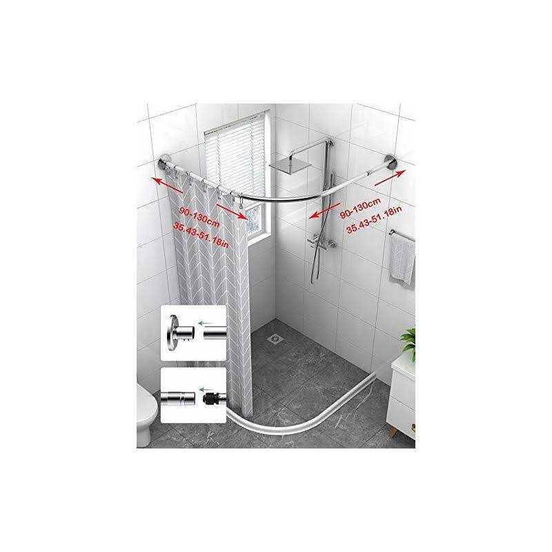 Tanxih Corner Shower Curtain Rod Adjustable Stainless Steel L Shaped Rack Drill Free Install for Bathroom - Image 3