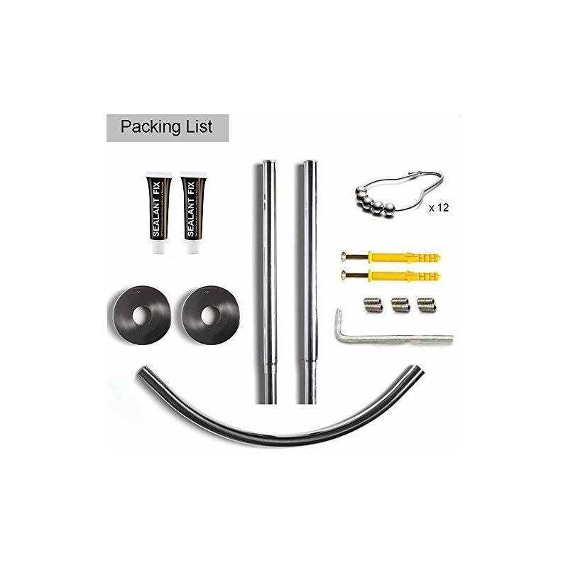 Tanxih Corner Shower Curtain Rod Adjustable Stainless Steel L Shaped Rack Drill Free Install for Bathroom - Image 4