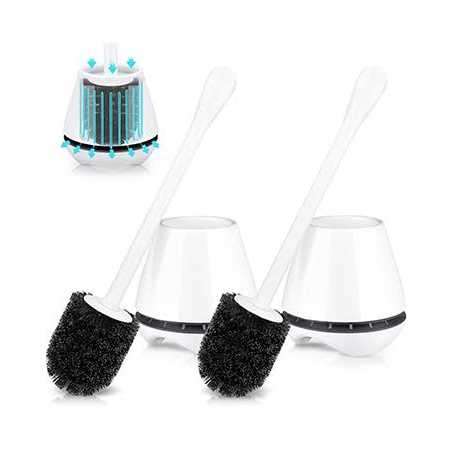 uptronic Toilet Brush and Holder 2 Pack, Toilet Bowl Brush with Extra Long Handle, Toilet Scrubber and Covered Holder - Image 4