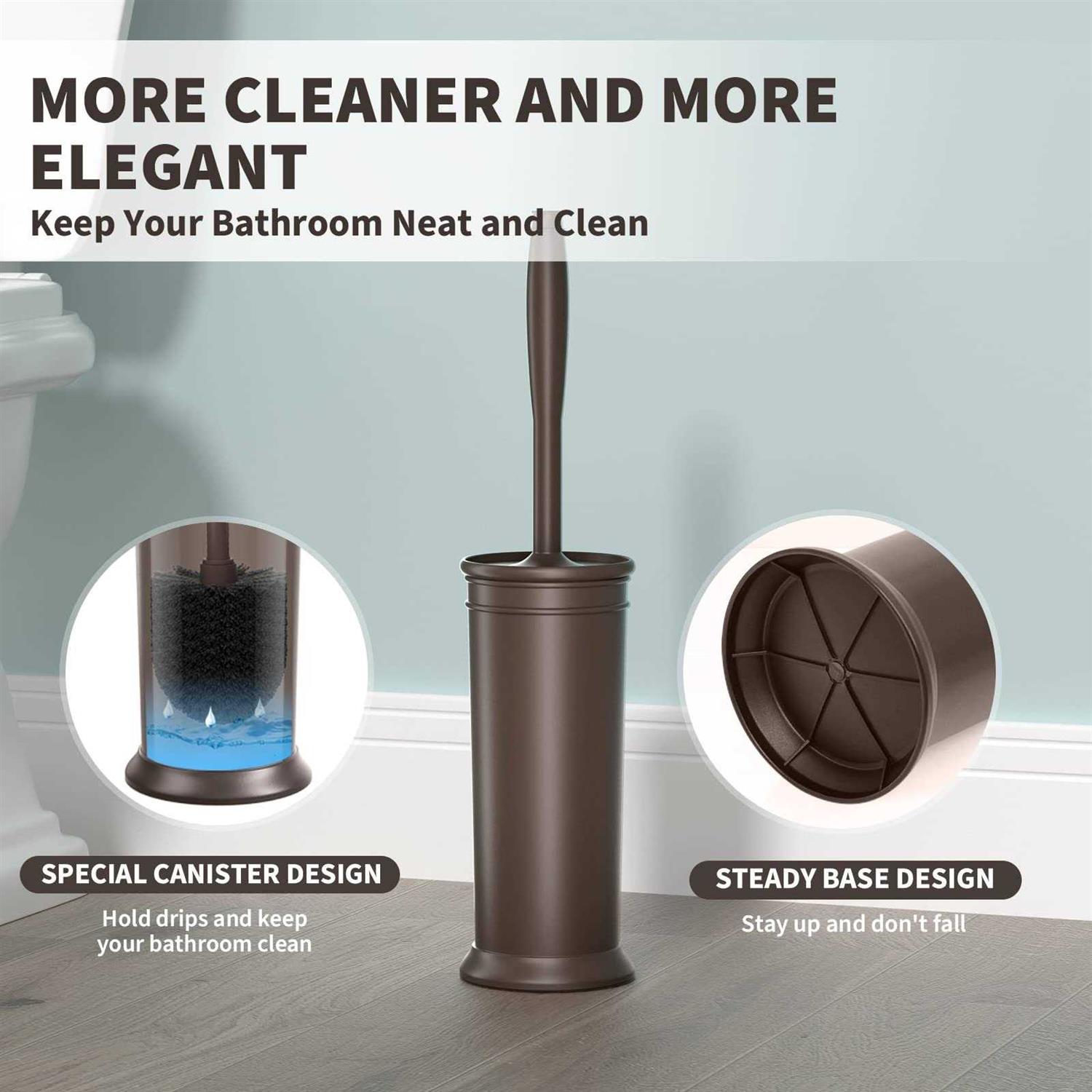 uptronic Toilet Brush and Holder 2 Pack, Toilet Bowl Brush with Extra Long Handle, Toilet Scrubber and Covered Holder - Image 5