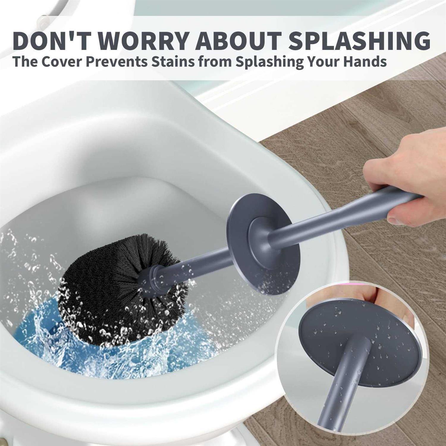 uptronic Toilet Brush and Holder 2 Pack, Toilet Bowl Brush with Extra Long Handle, Toilet Scrubber and Covered Holder - Image 4