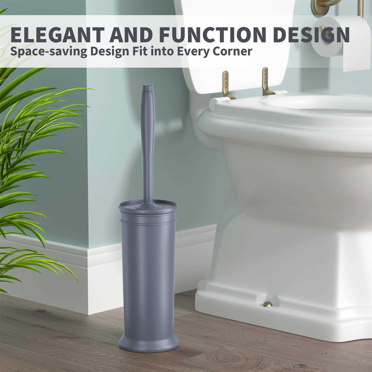 uptronic Toilet Brush and Holder 2 Pack, Toilet Bowl Brush with Extra Long Handle, Toilet Scrubber and Covered Holder - Image 5