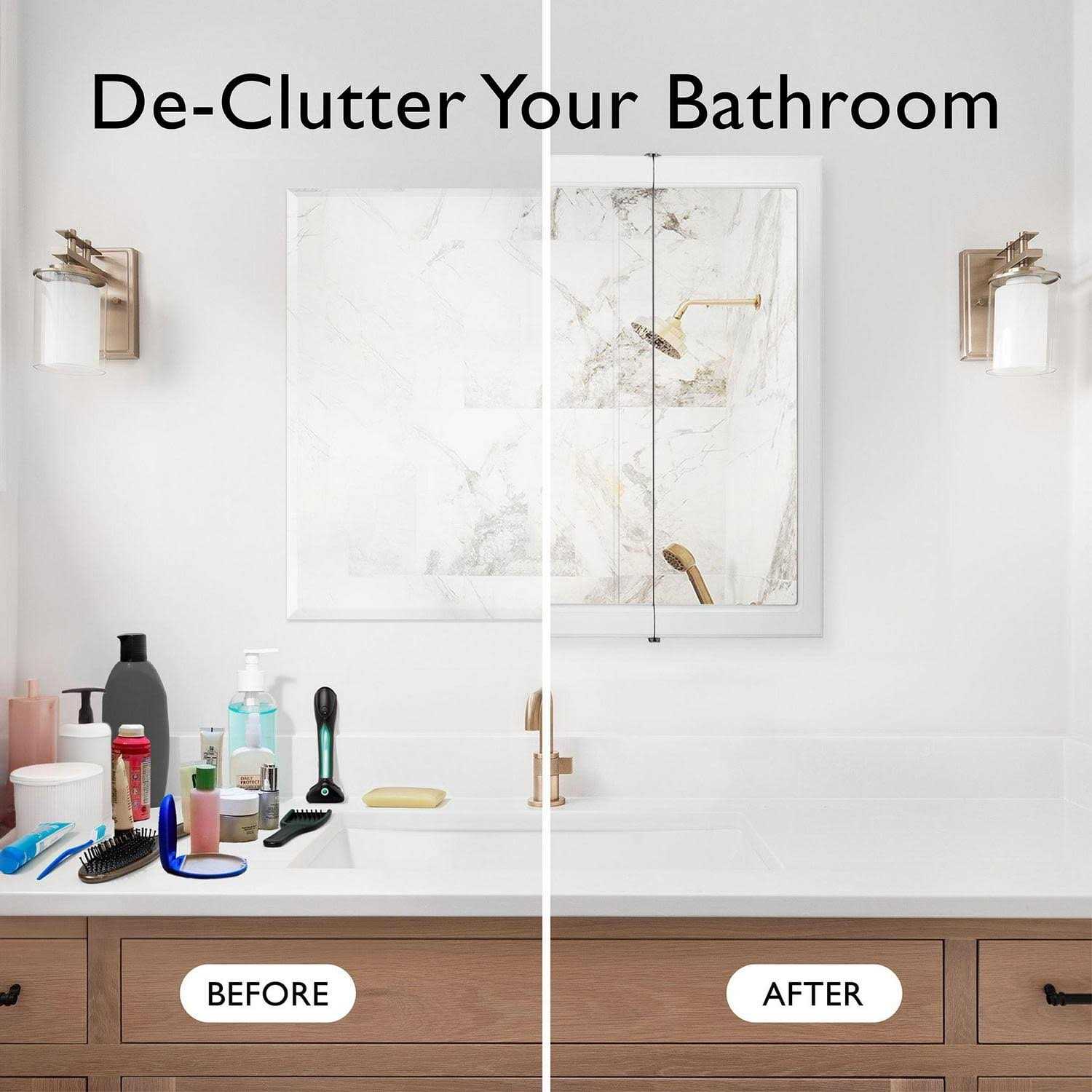 Design House 535864-WHT Classic Medicine 30-Inch Durable Assembled Frame Bathroom Wall Cabinet with Mirrored Doors - Image 4