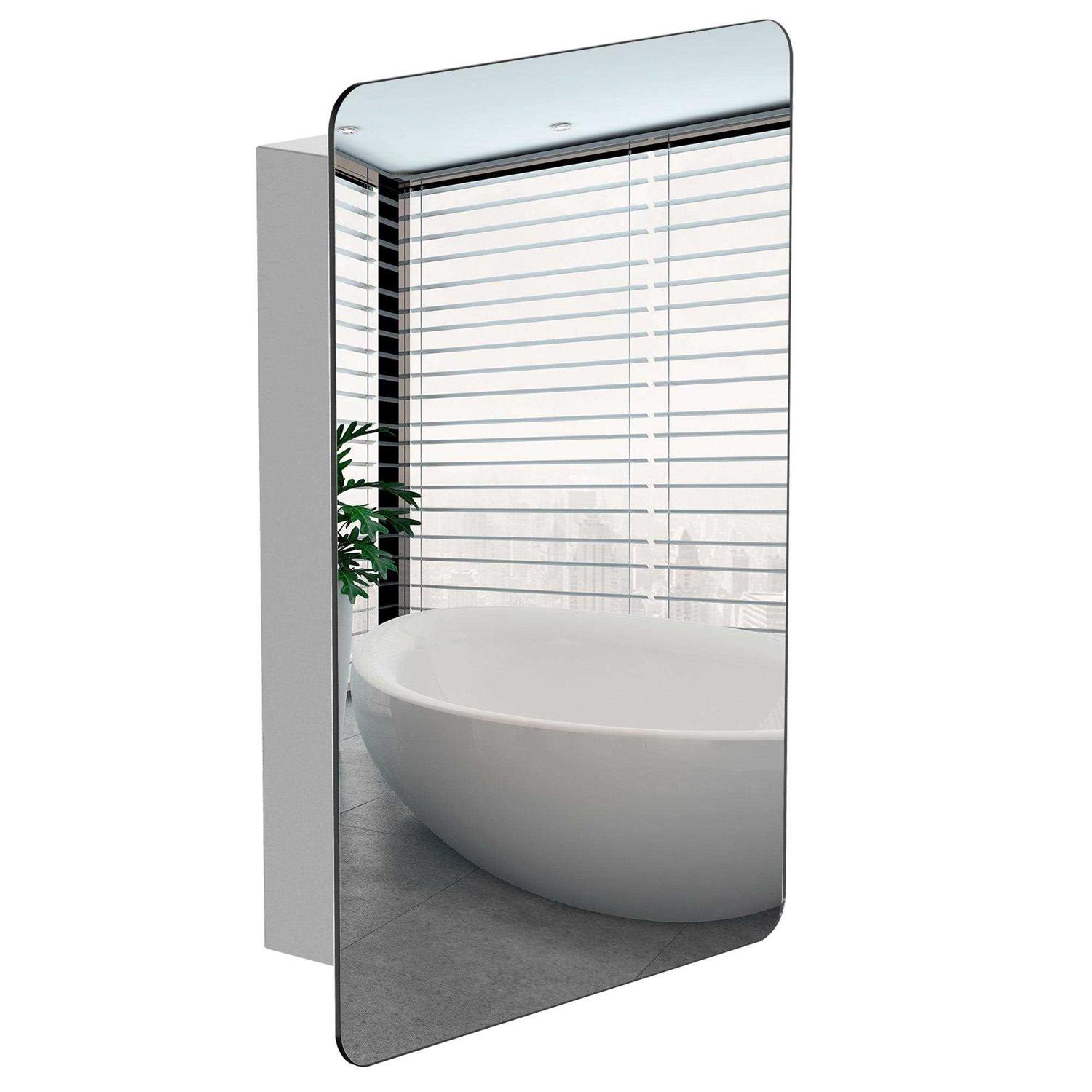 kleankin 18'' x 26''/46cm x 66cm Wall Mount Bathroom Medicine Cabinet Mirror Sliding Door with 3-Tier Storage Shelf - Image 5