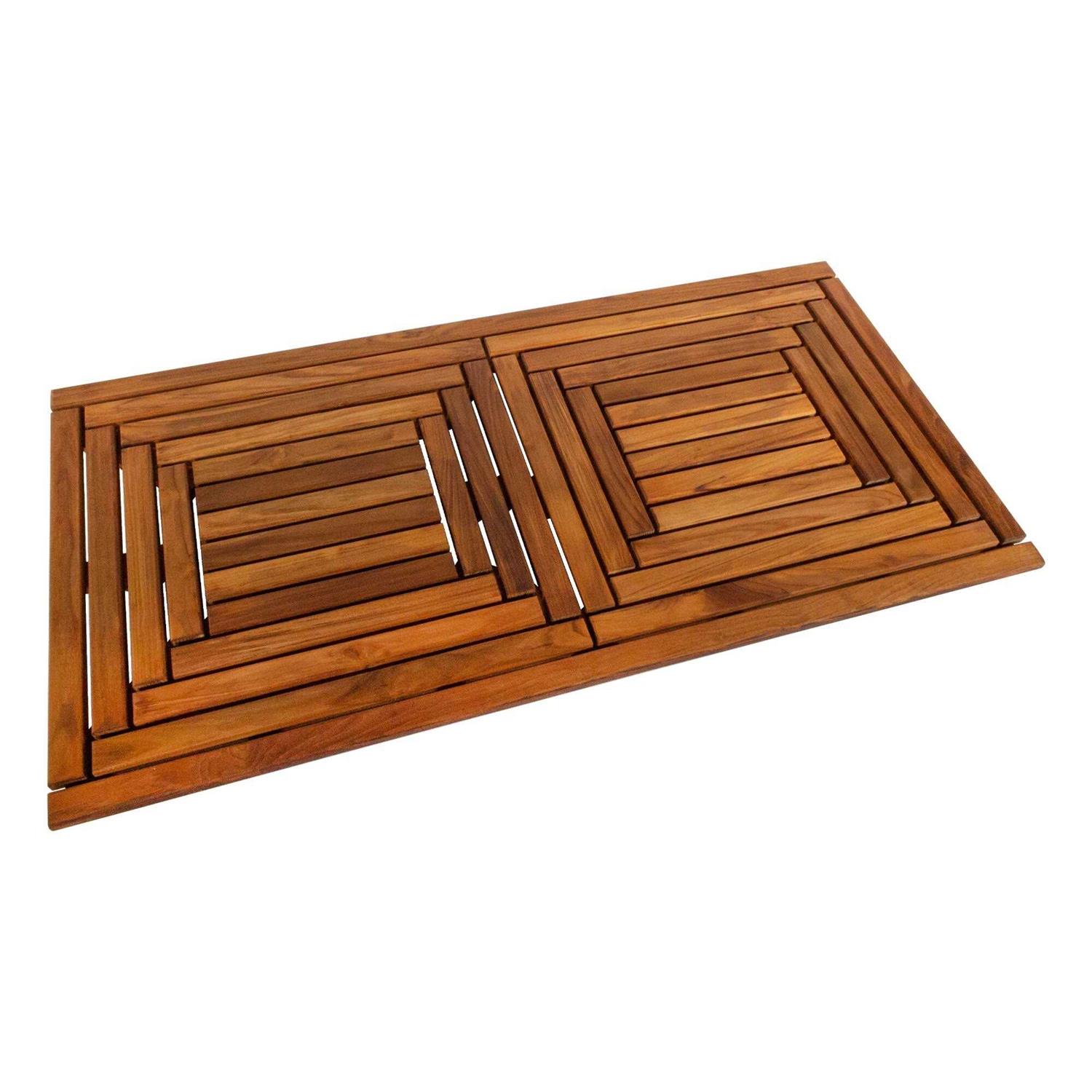 Nordic Style Teak Oiled Double Framed Shower/Bath Mat 39 x 19 - Image 4