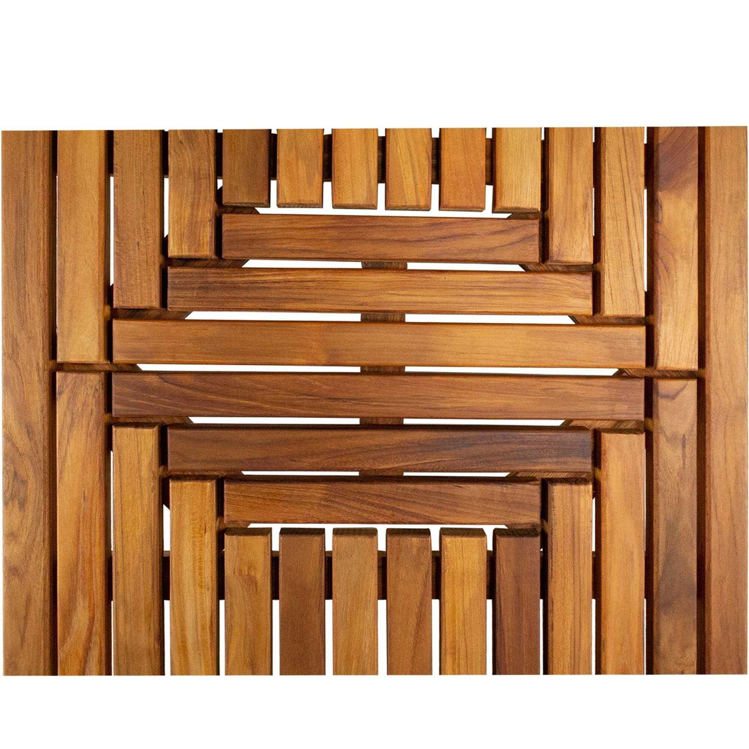 Nordic Style Teak Oiled Double Framed Shower/Bath Mat 39 x 19 - Image 5